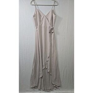 Show Me Your Mumu Mariah Wrap Dress Size L Maxi Blush Pink Chiffon Flowy Wedding